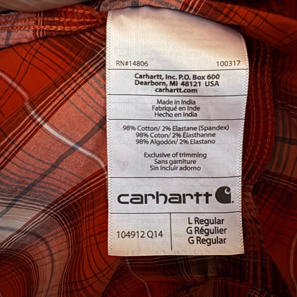 Carhartt Rugged Flex Flannel Plaid‎ Shirt Mens Large Relaxed Fit Workwear - Picture 8 of 9